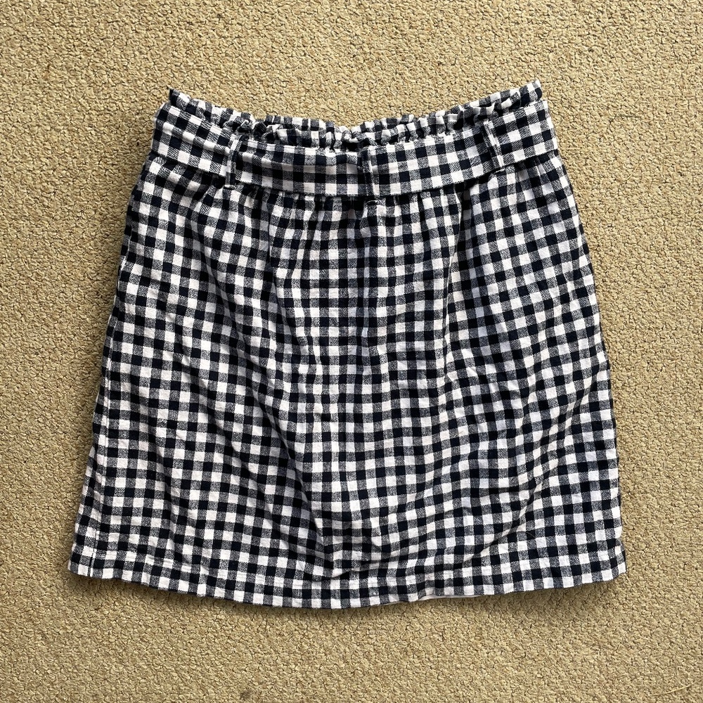 Women's J.Crew Navy White Gingham Skirt Size Medium - Picture 5 of 6